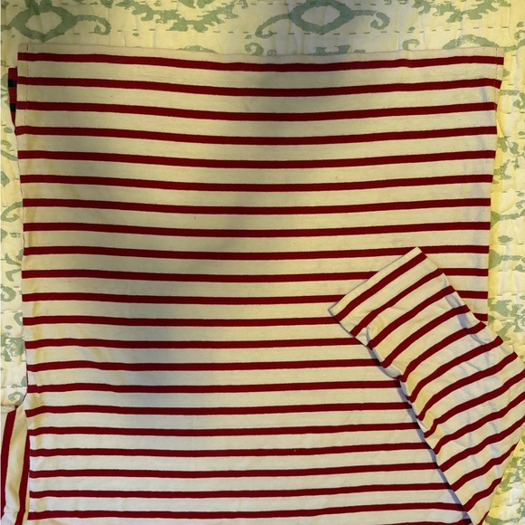 Striped Red, Navy, and White 3/4 Sleeve Heavyweight Knit Shirt - Picture 5 of 5